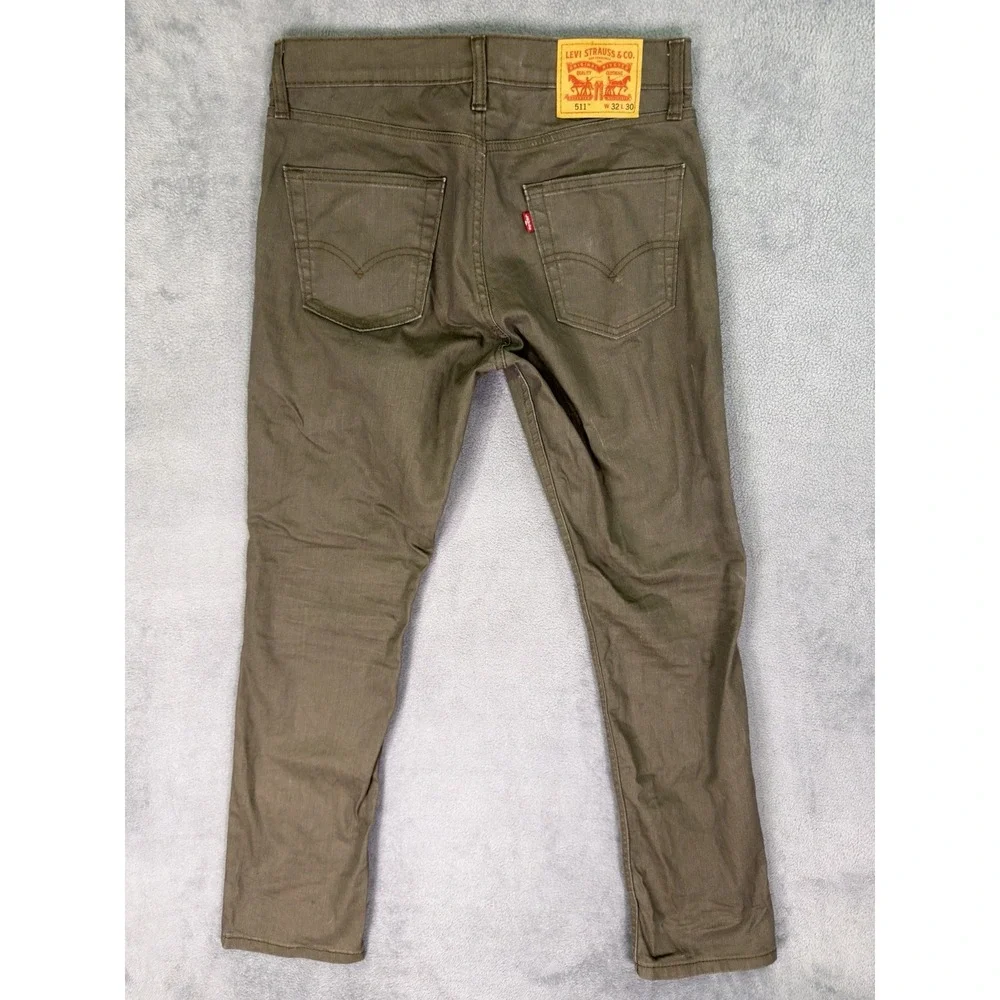 Levis 511 Jeans Mens 32x30 Brown Denim Skinny Low Rise Workwear Stretch